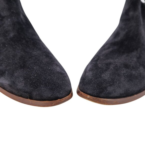 Tod's Italy Tex Black Suede Ankle Booties Women 6.5 Chunky Heel Dress Shoes 37.5 - Picture 7 of 12